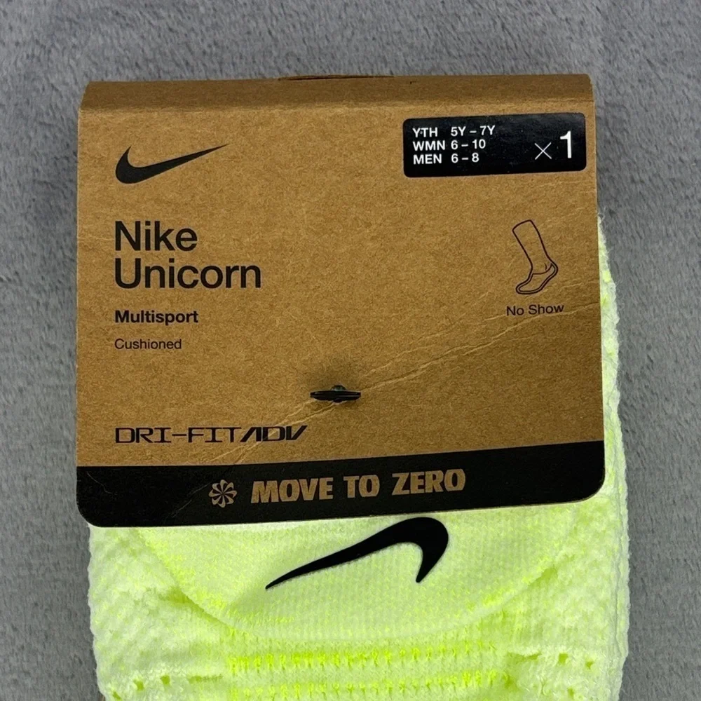 Nike Dri-FIT ADV No Show Socks Neon Yellow Sz M 6-10 Women 6-8 Men
